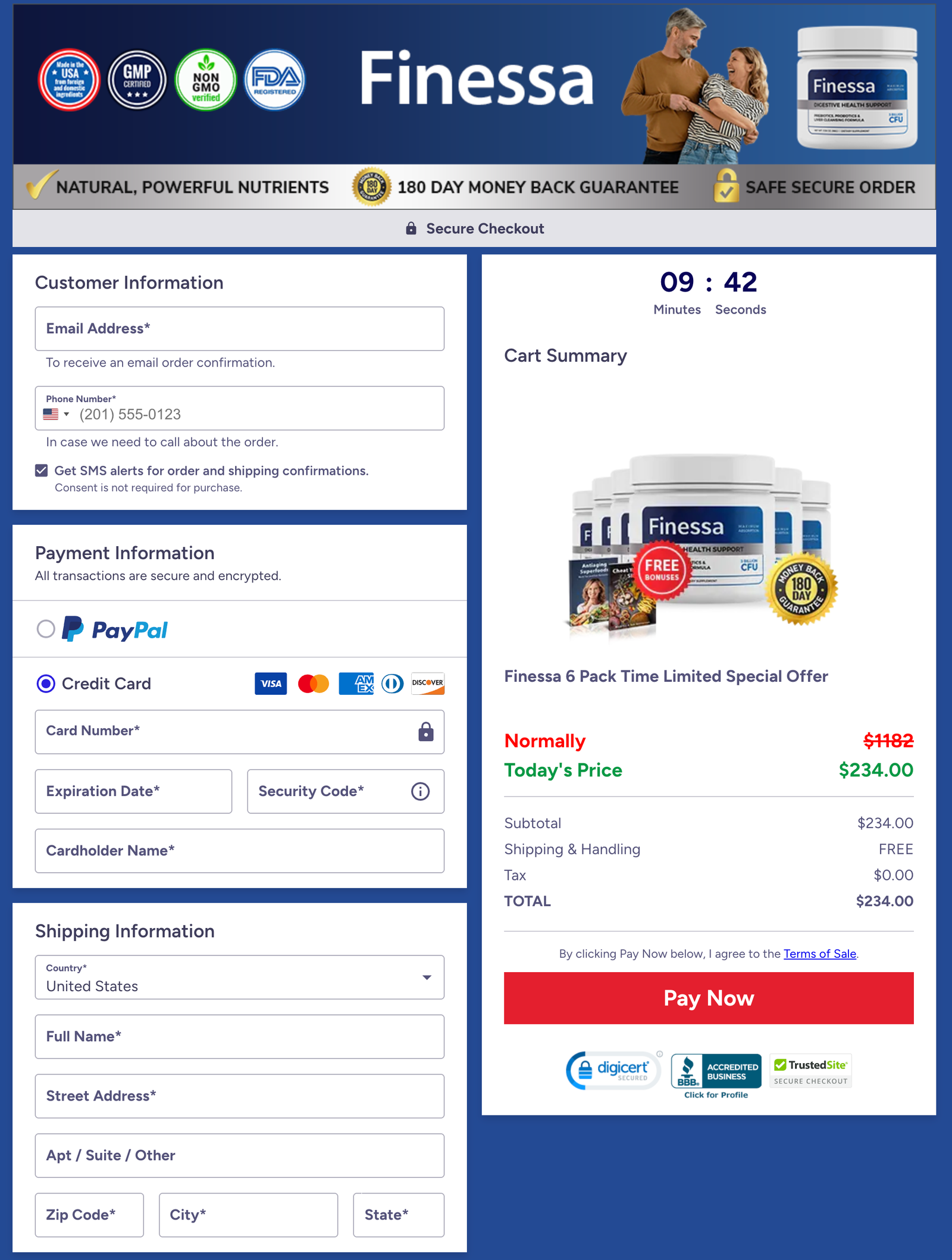 Finessa Official Website Secure Order Page